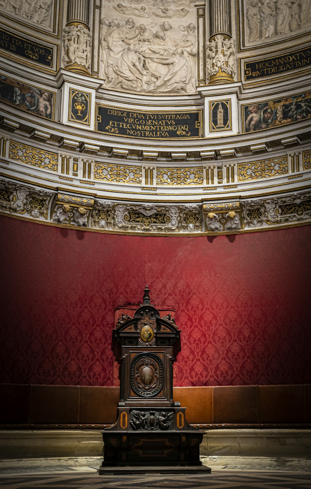 a clock sitting in the middle of a room