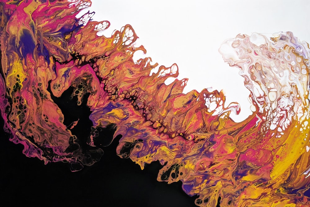a close up view of a colorful substance