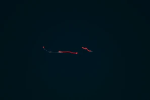 Minimalist dark background with vibrant fiber optic light trails crossing each other.