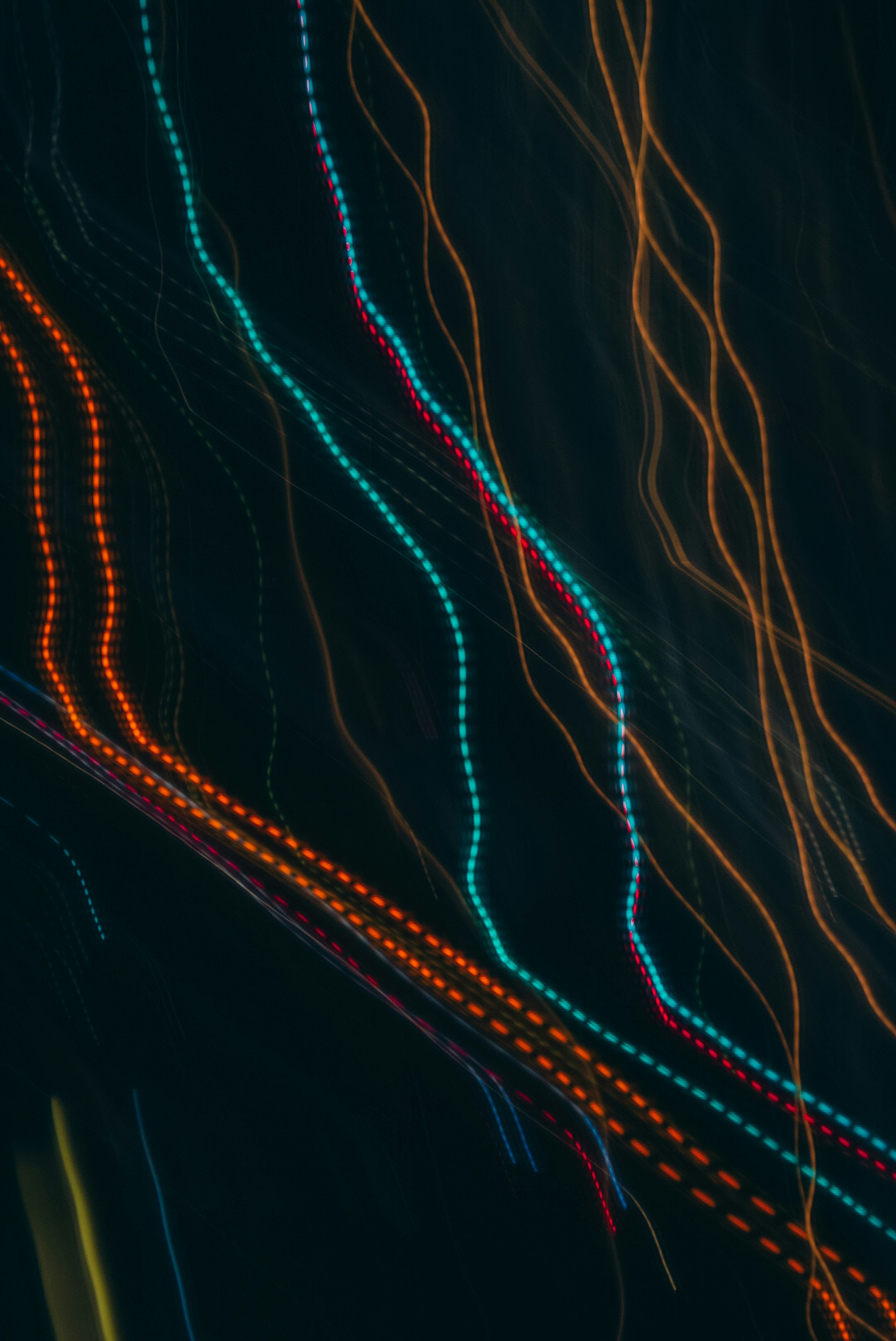 Long exposure of traffic lights and street lights at night. 
