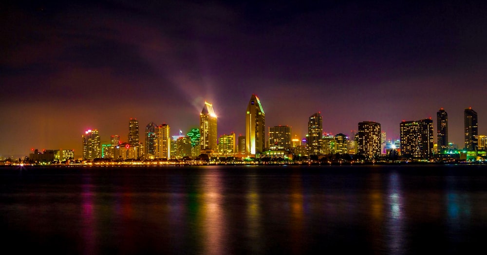 a view of a city at night from across the water