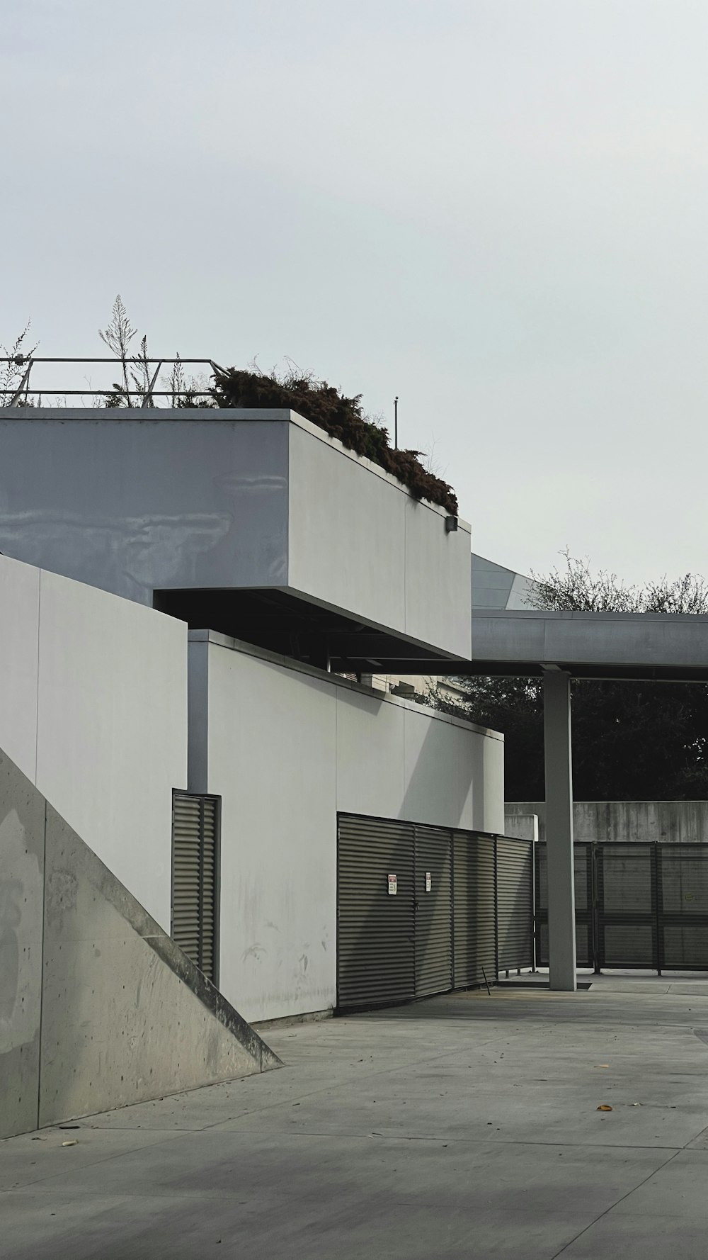 a building with a planter on top of it