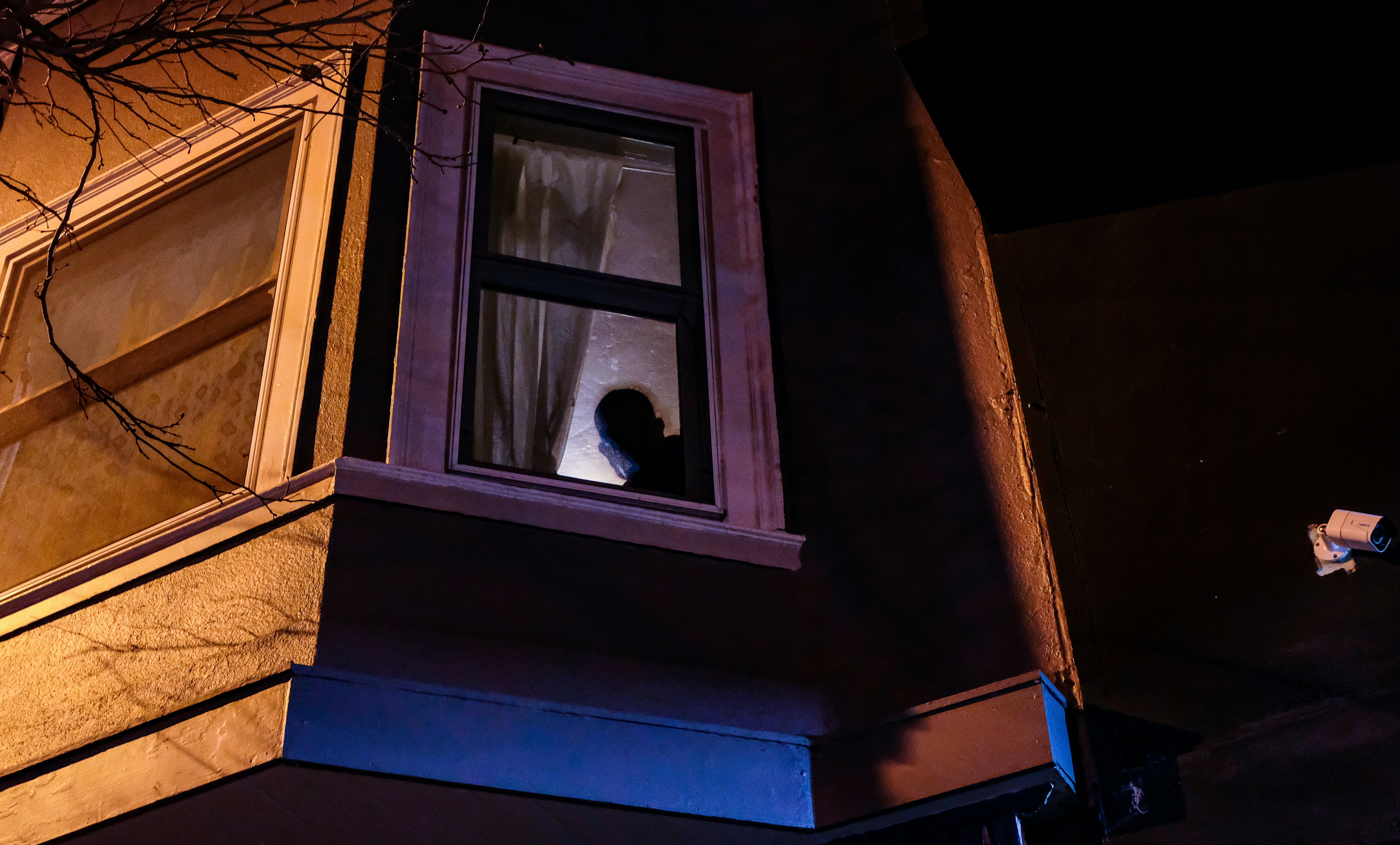 A person looking out of a window at night photo – Free Human Image on ...