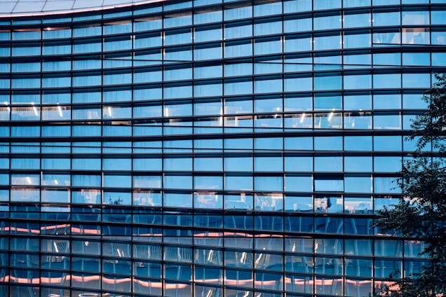a tall glass building