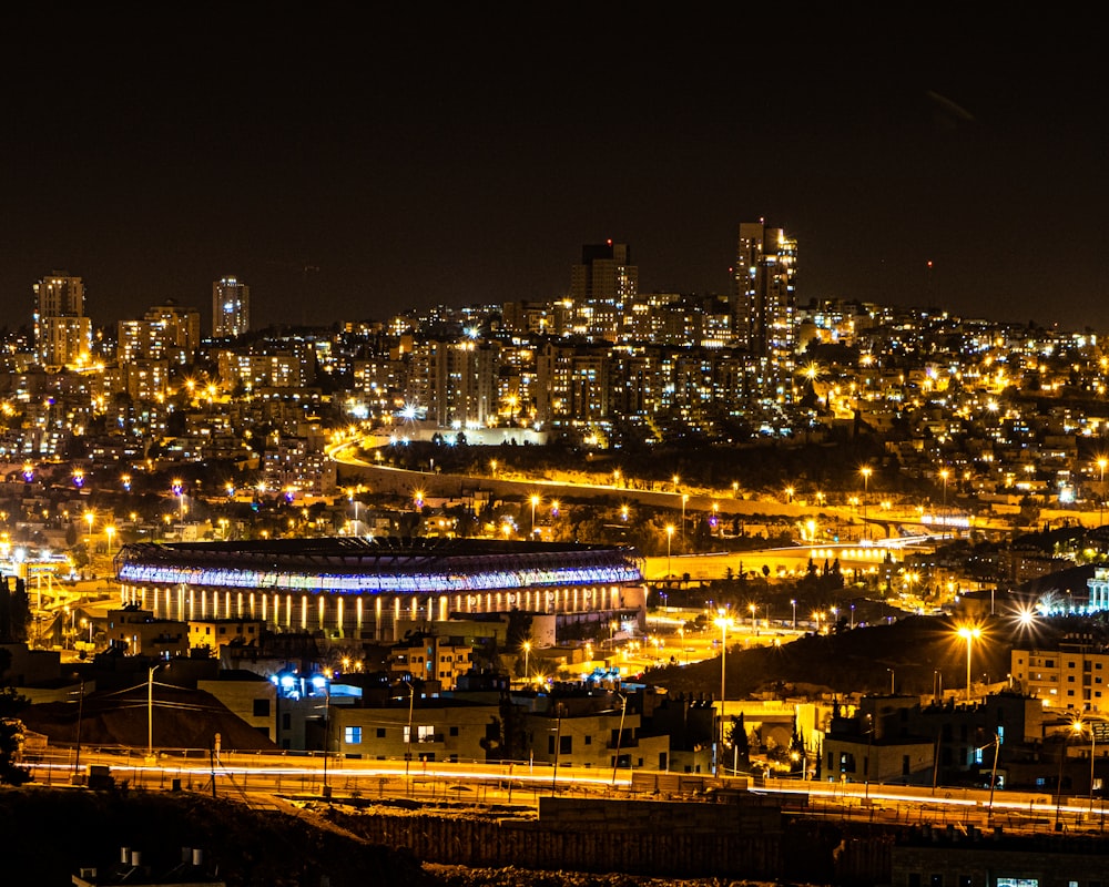 a night view of a city with lots of lights