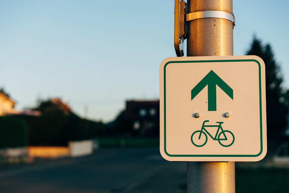 a street sign with a bicycle on it