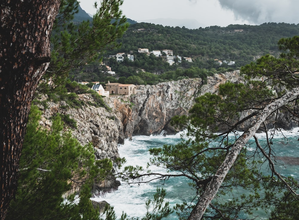 a view of the ocean from a cliff