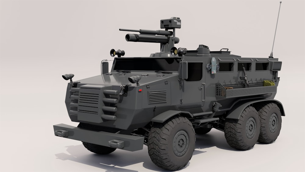 a military vehicle with a gun on top of it