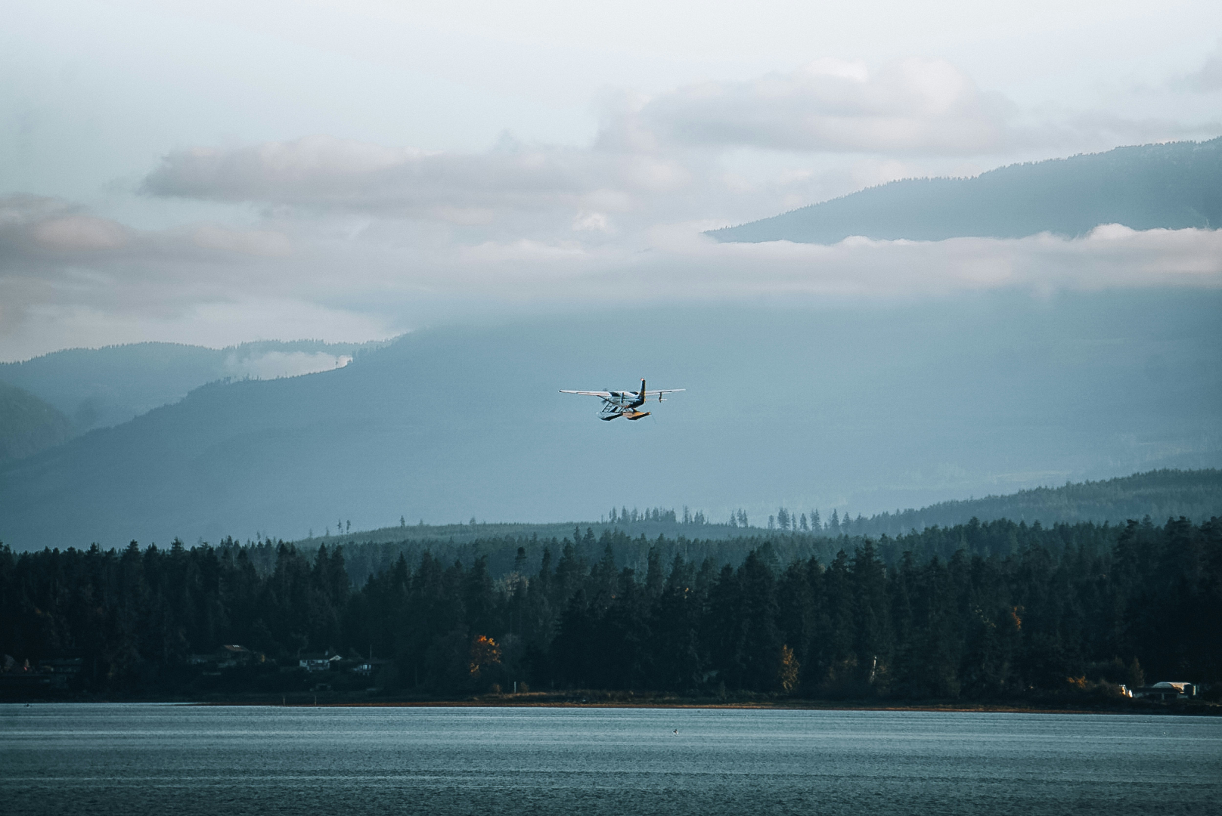 A Harbour Air flight takes off from Comox Bay on Vancouver Island.