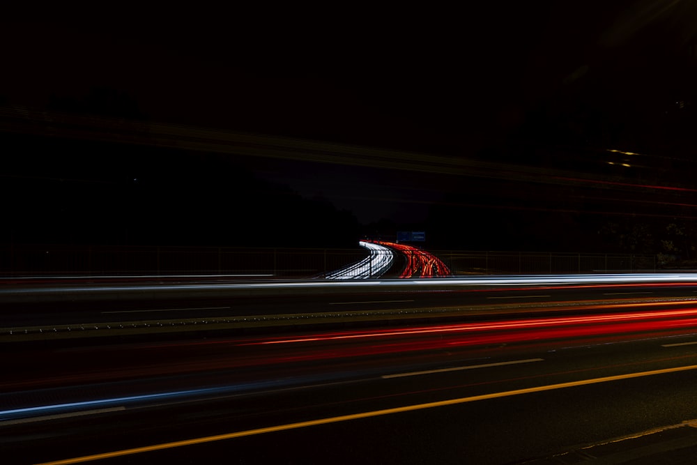 a highway at night