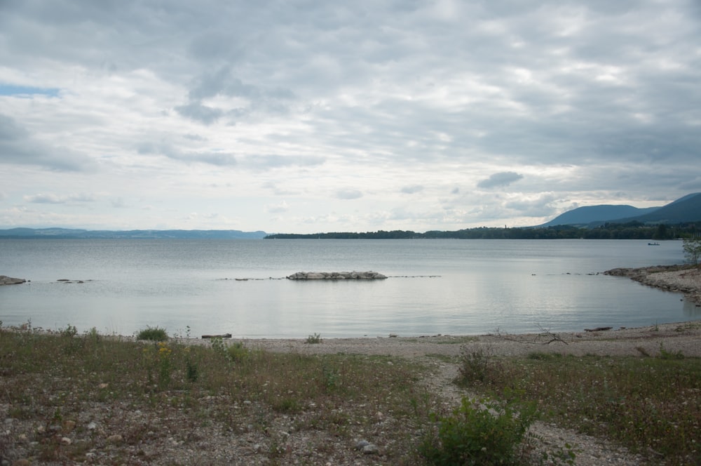 a large body of water surrounded by land