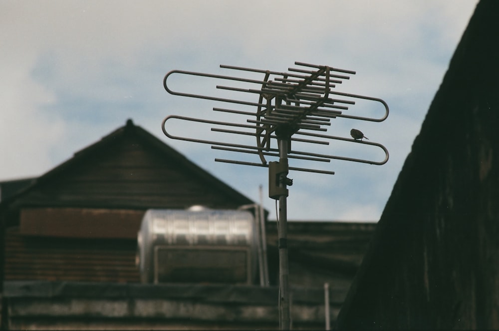 a television antenna on top of a building