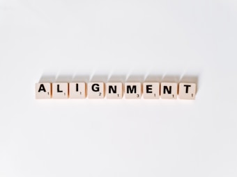 the word alignmentment spelled with scrabble letters