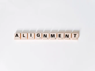 the word alignmentment spelled with scrabble letters
