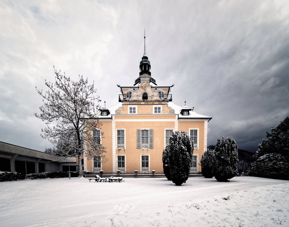 a large building with a clock tower on top of it