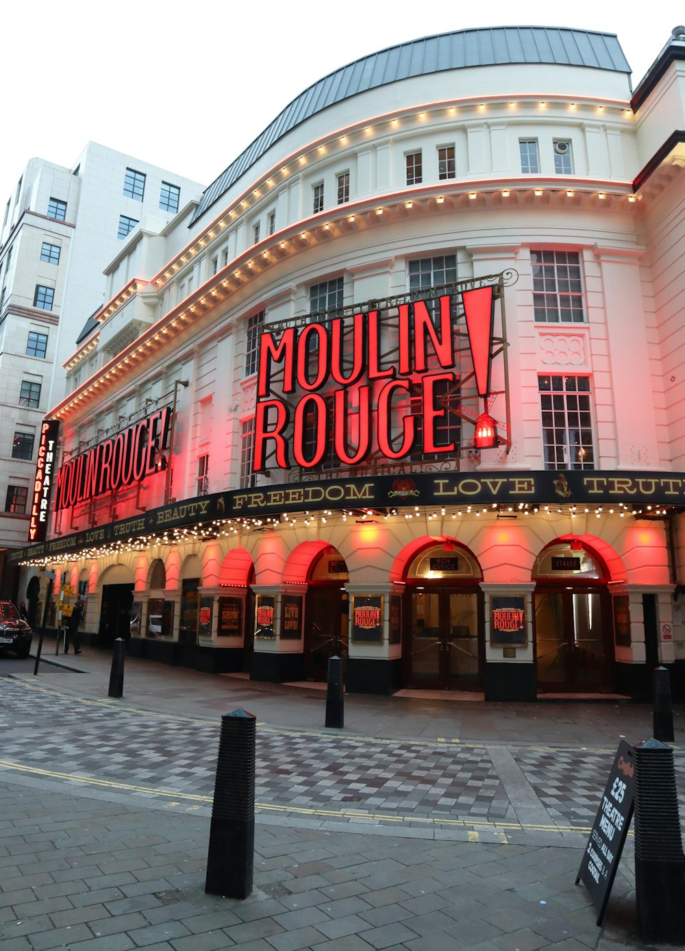 a large building with a sign on the front of it