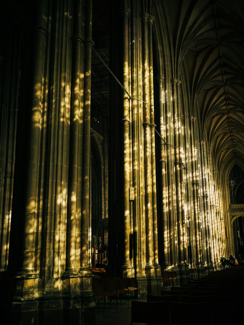 a large cathedral with a lot of lights on it