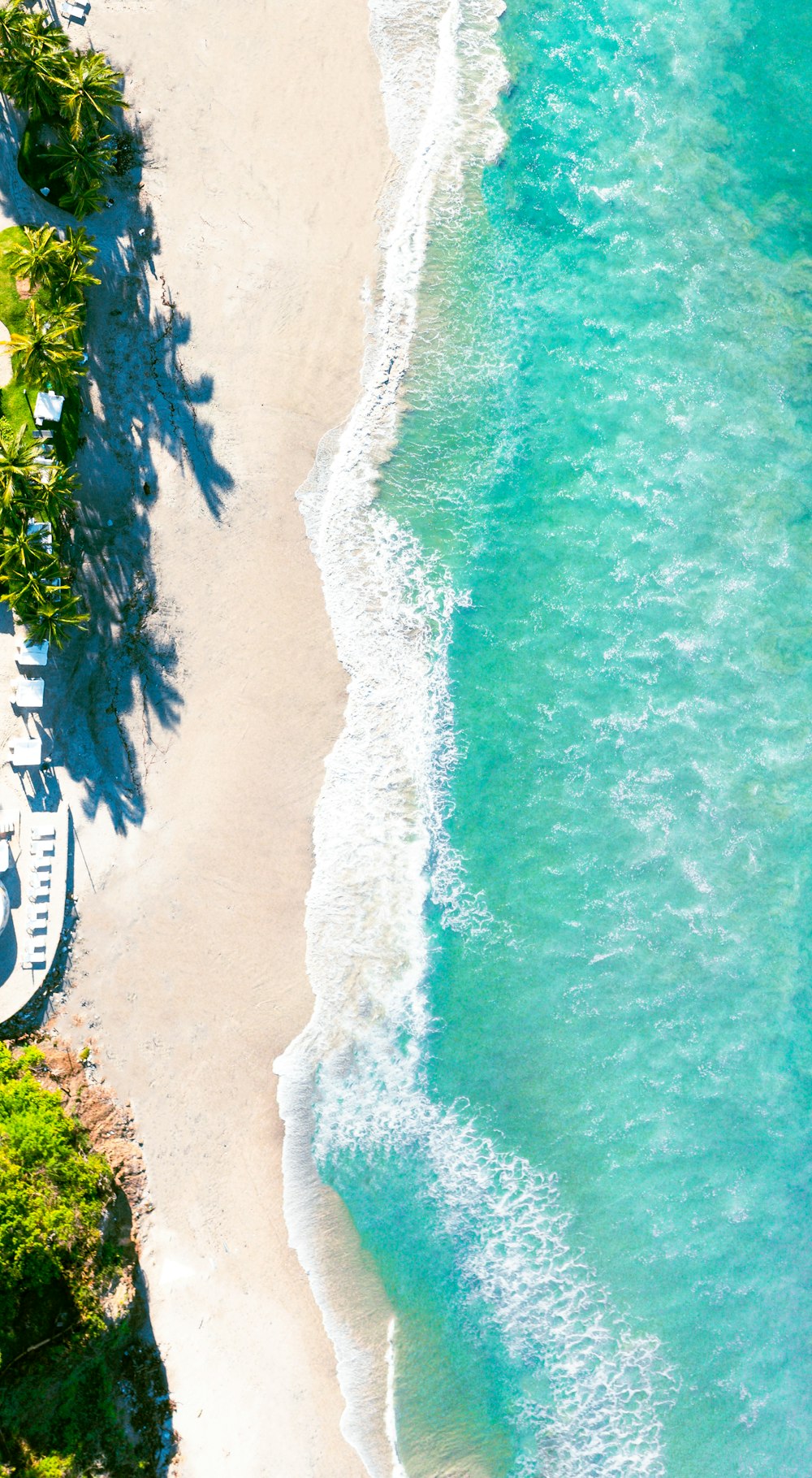 an aerial view of a beach and ocean