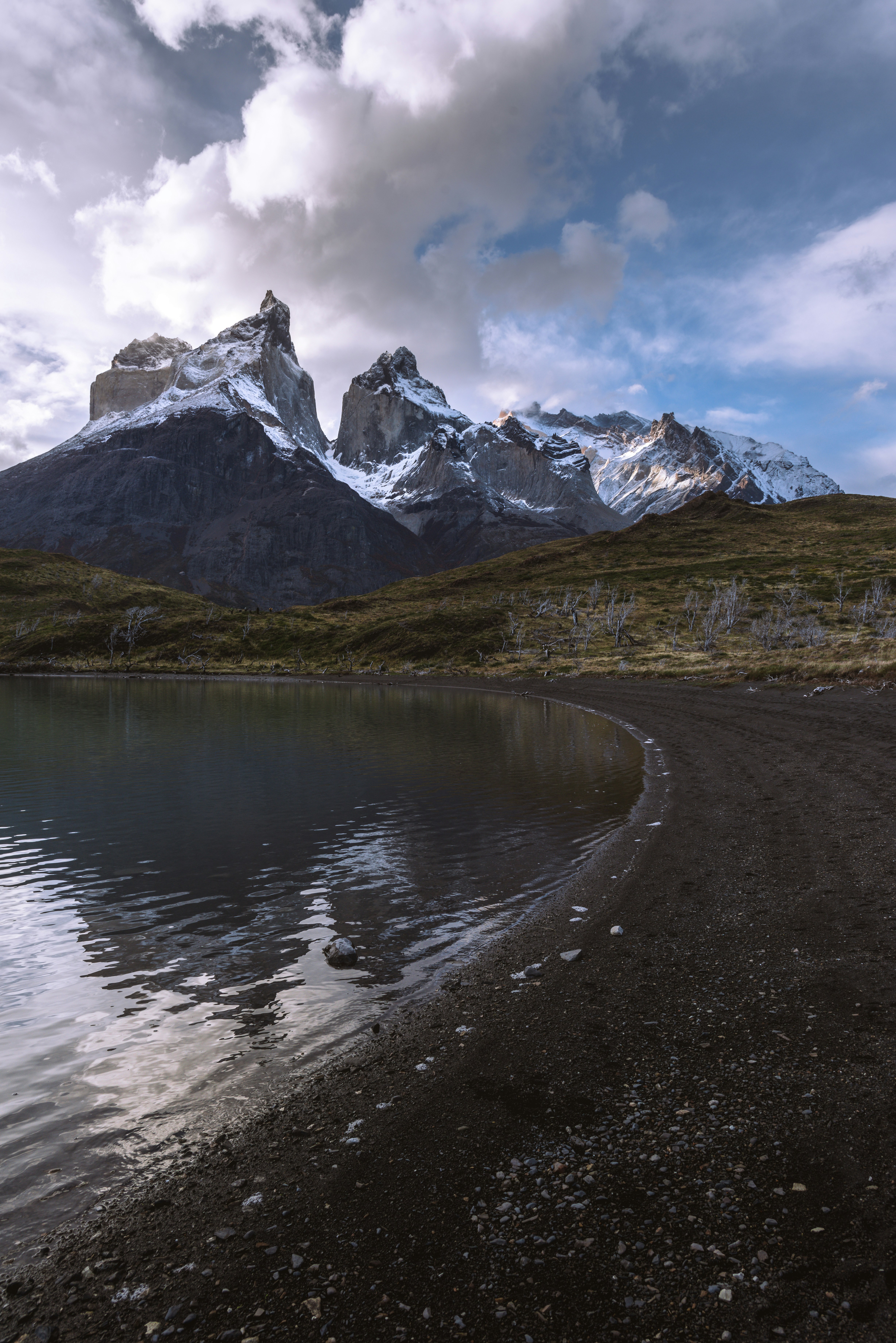 Calm evening near the lake in Torres del Paine National Park