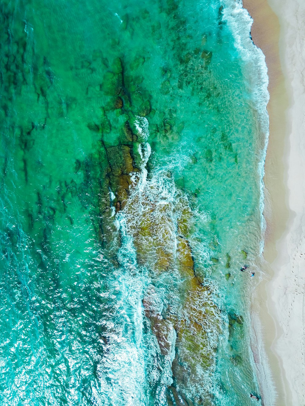 an aerial view of a beach and the ocean