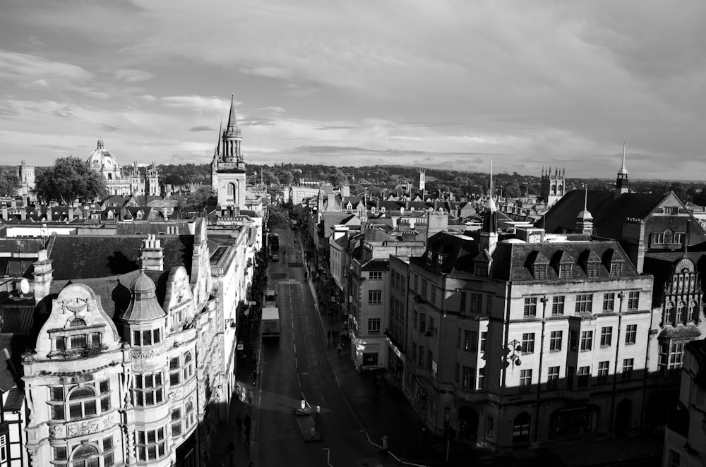 a black and white photo of a city