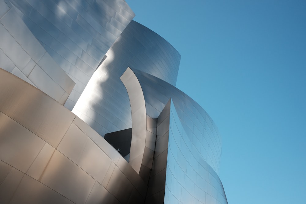 a close up of a building with a blue sky in the background