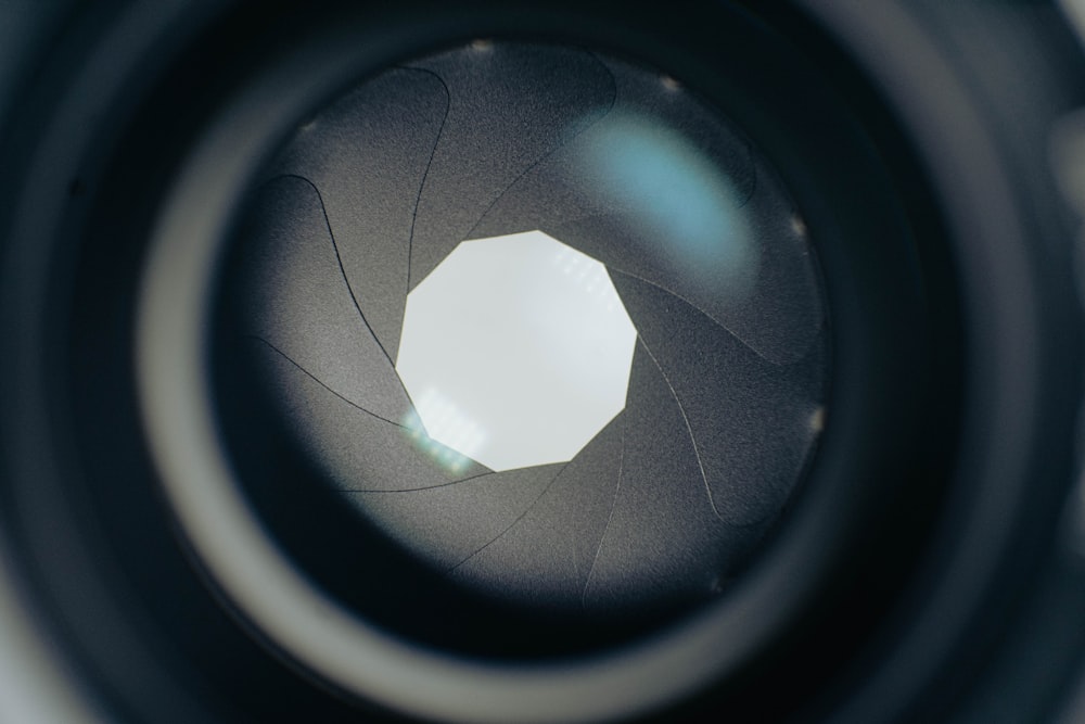 a close up view of a camera lens