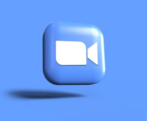 a blue square with a white speech bubble