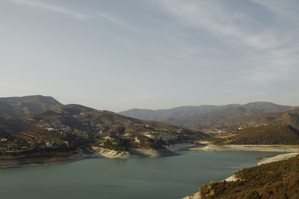 a large body of water surrounded by mountains