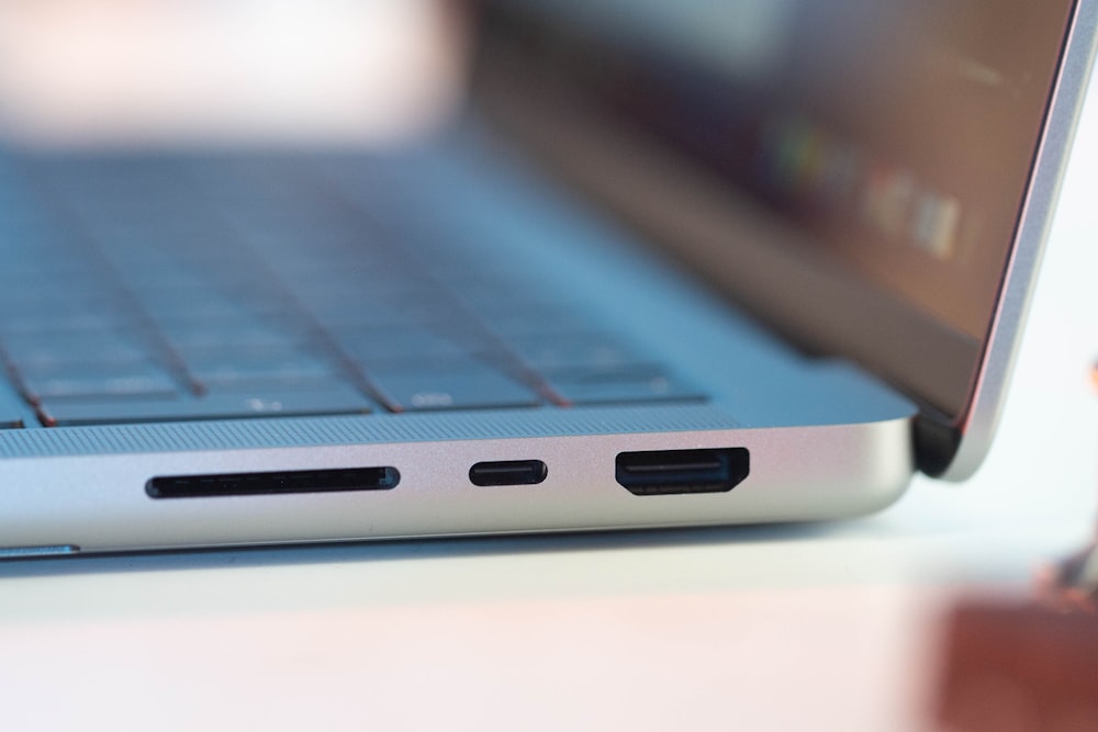 a close up of a laptop on a table