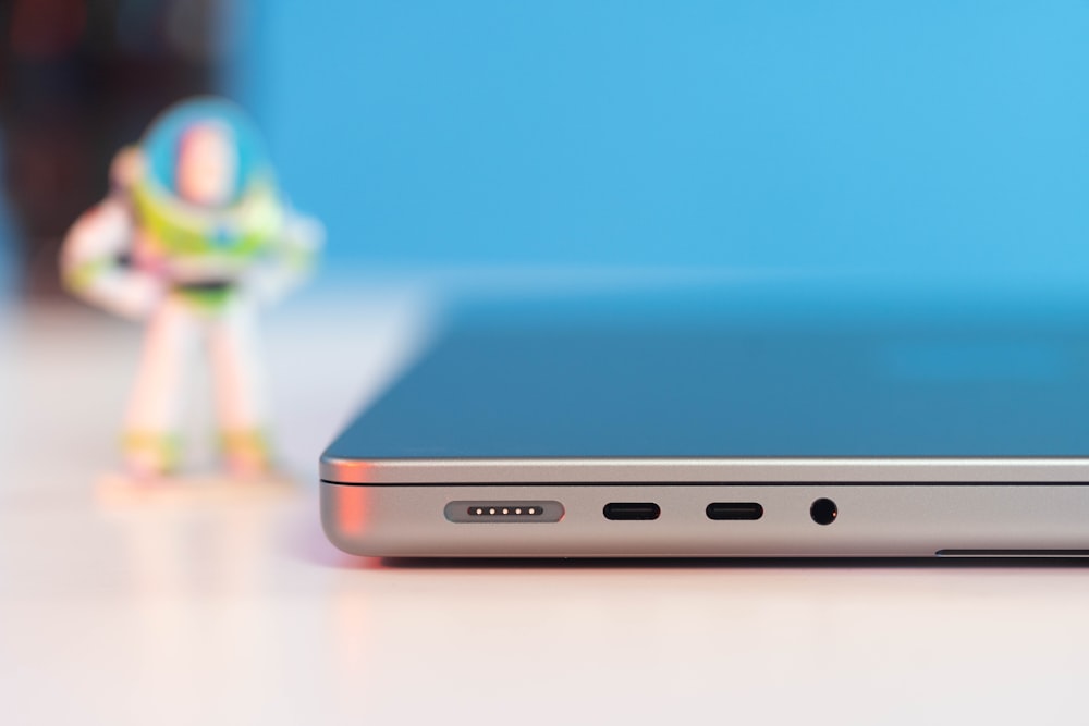 a close up of a laptop on a table