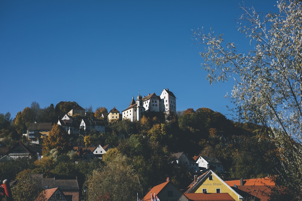 a hill with houses on top of it