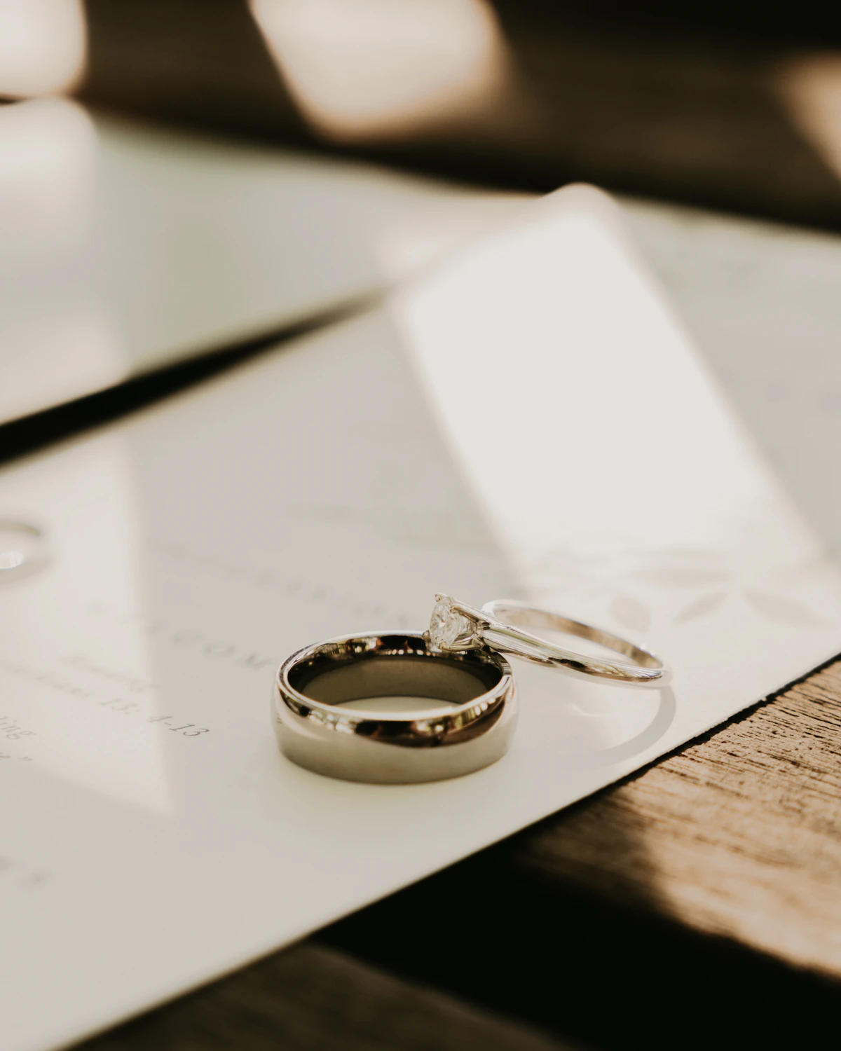 Two wedding rings photographed as a close-up detail shot