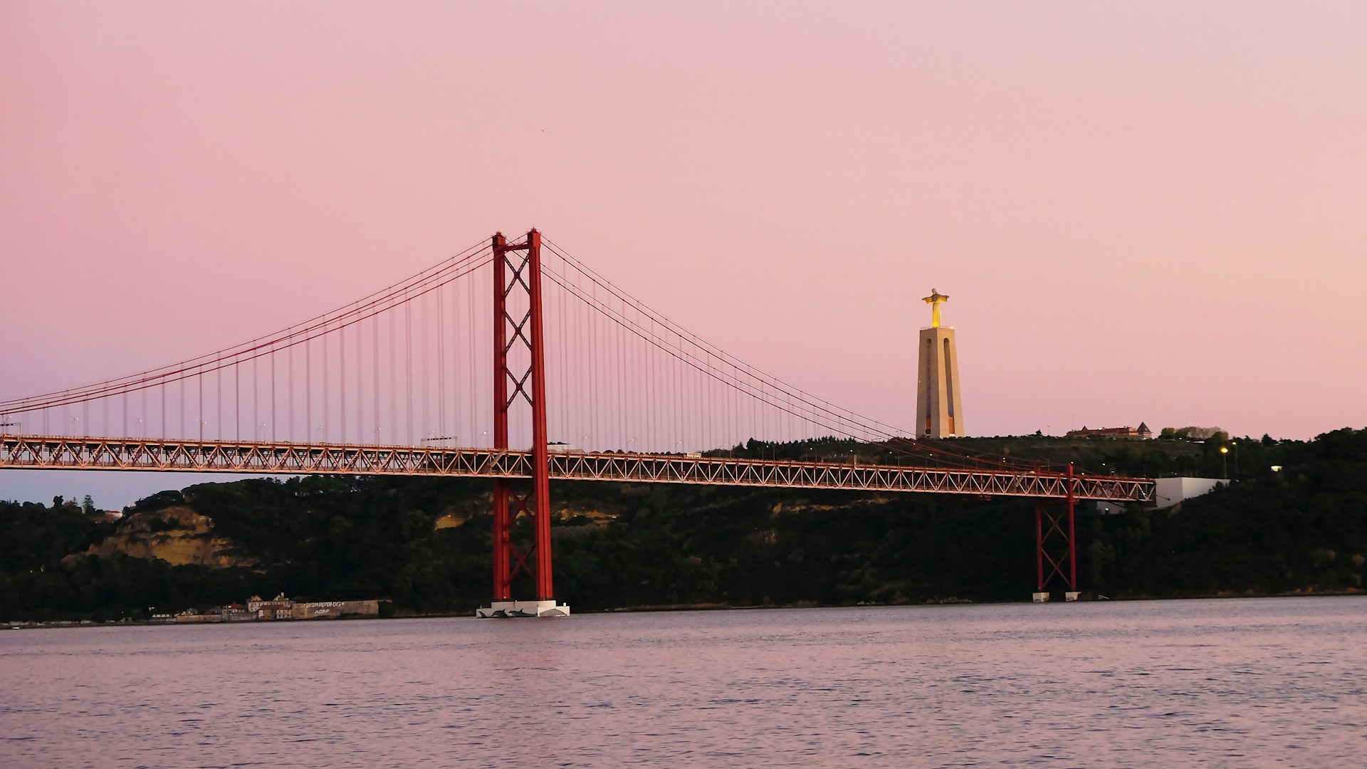 a large suspension bridge over a large body of water