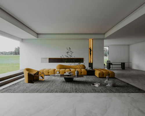 Living room with large windows