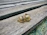 Close-up of a pair of colorful, hand-thrown ceramic earrings resting on a wooden table.