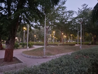 A peaceful evening scene of Goregaon’s well-maintained gardens, symbolizing hope and care.