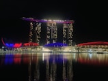 An iconic landmark illuminated at night.