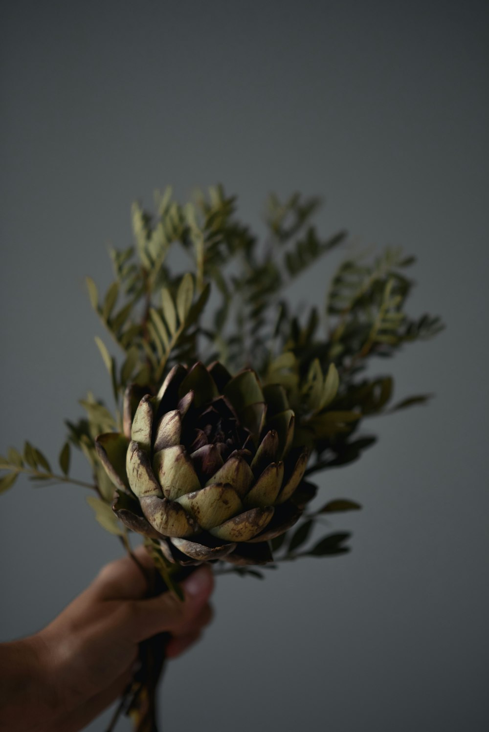 a person holding a bouquet of flowers in their hand