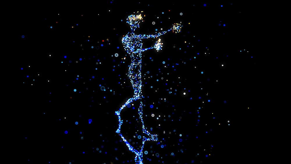 a person standing in the air with a star in their hand