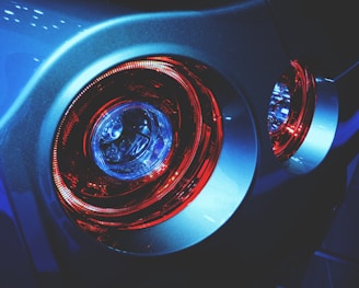 a close up of the tail light of a car