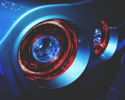 a close up of the tail light of a car