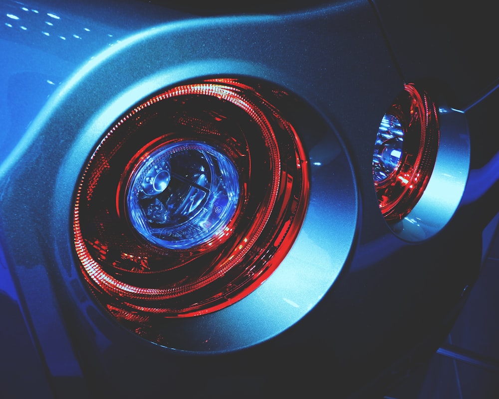 a close up of the tail light of a car