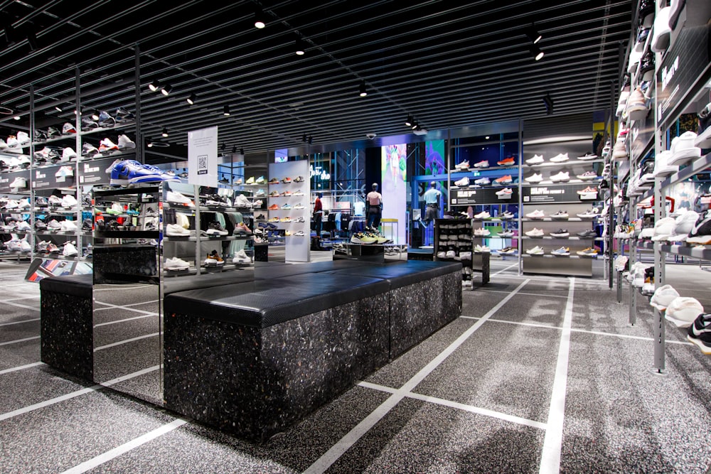 a store filled with lots of shoes on display