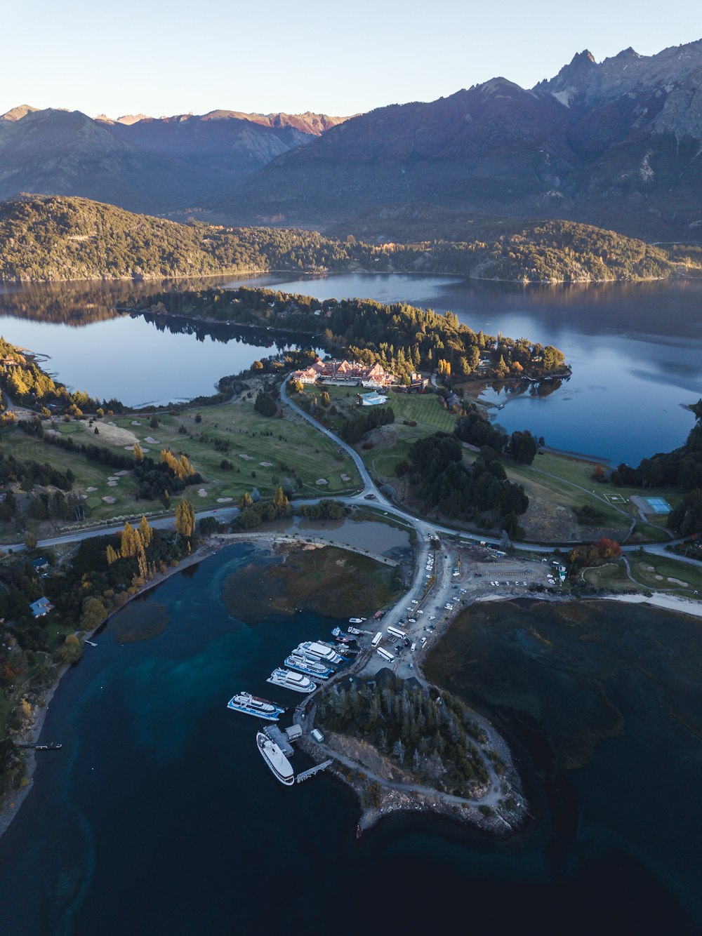 a large body of water surrounded by mountains