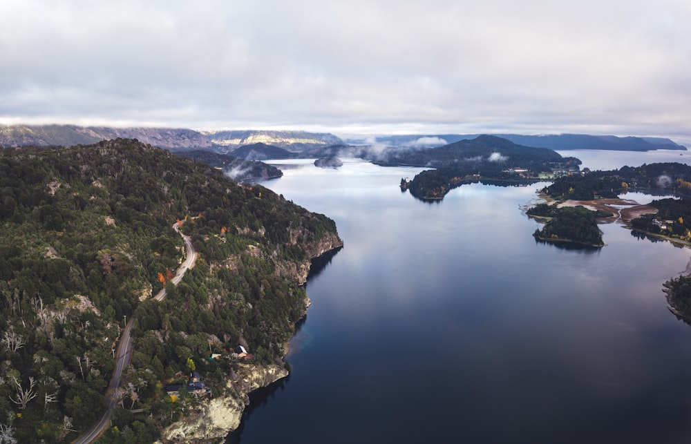 a large body of water surrounded by mountains