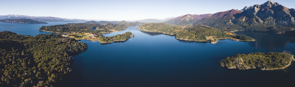 a large body of water surrounded by mountains