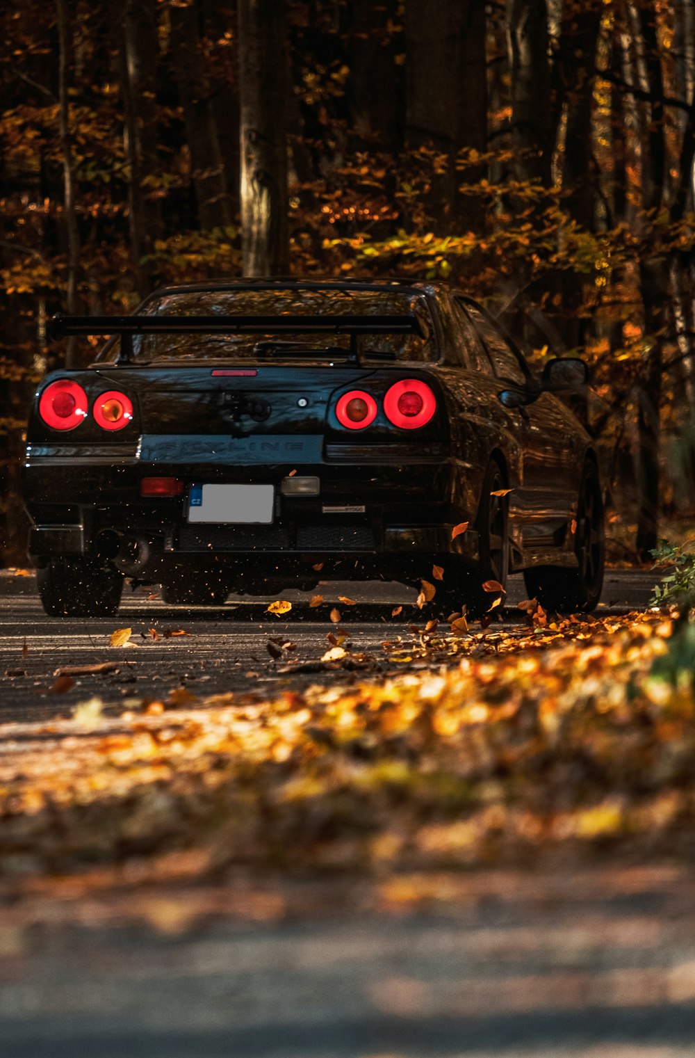 a car is parked on the side of the road