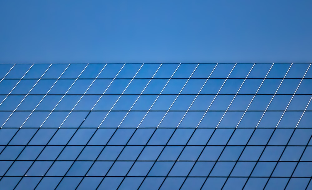 a close up of a blue building