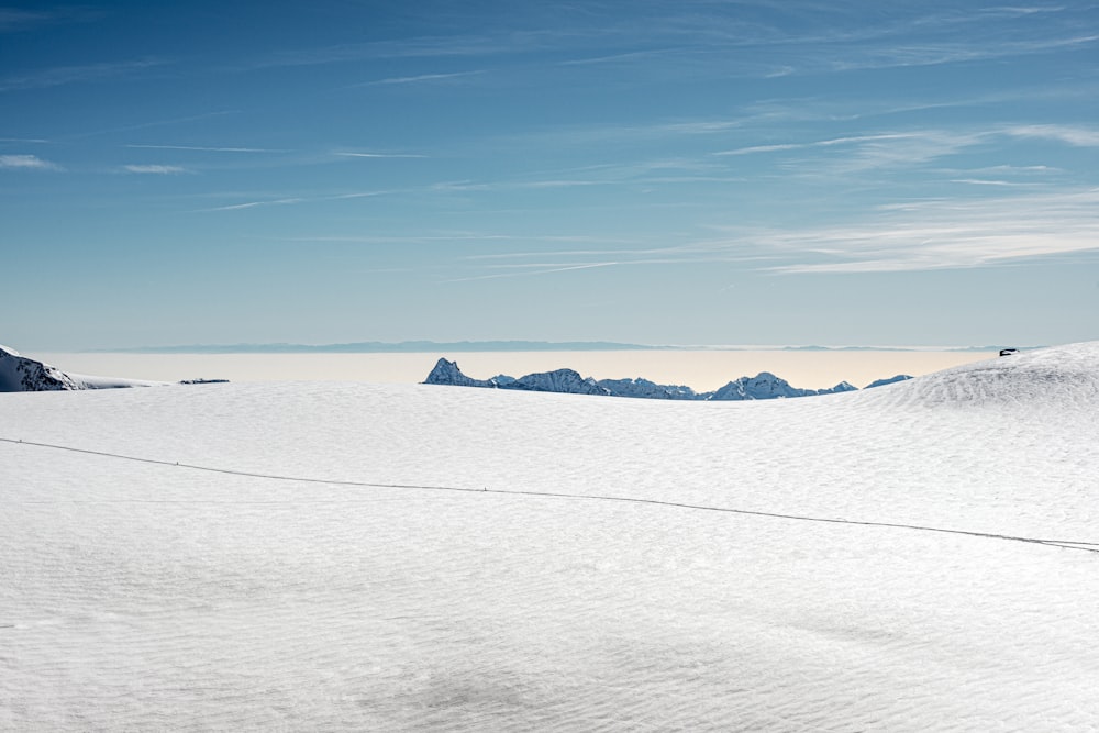 a man riding skis on top of a snow covered slope